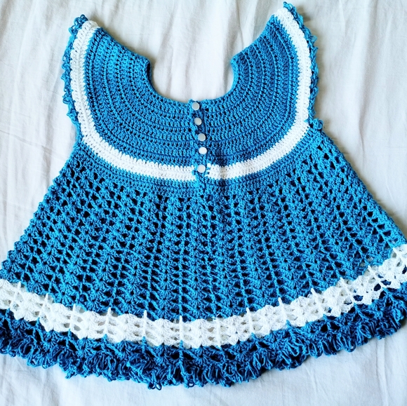 Hand Crocheted Blue Top - Picture 1 of 3